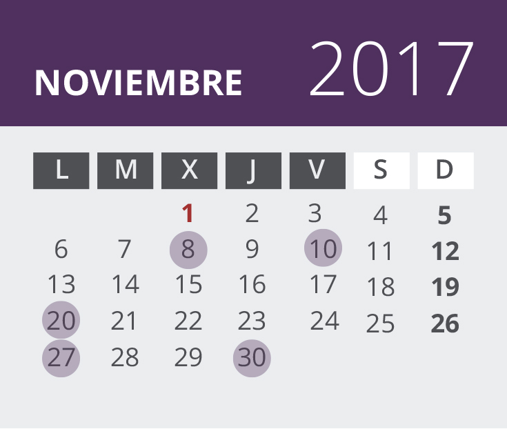 Calendario del Territorio Común. Septiembre
